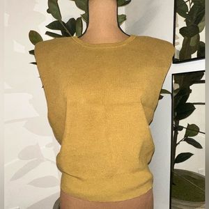 EXPRESS padded shoulder no sleeve top (mustard color)